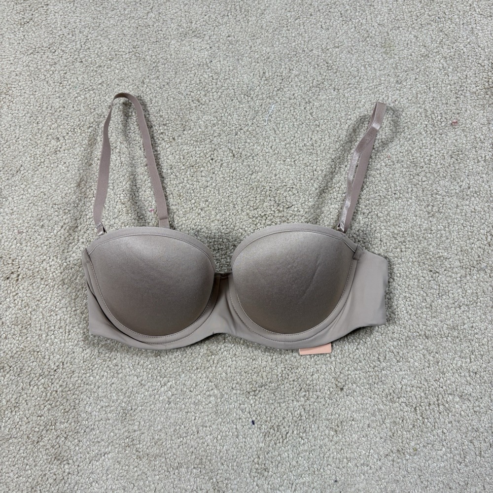 NWT ThirdLove 24/7 Classic Strapless Bra Tan Nude 32B Multi-Way Clear Straps